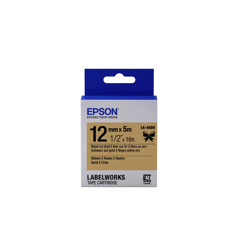 Epson Label Cartridge Satin Ribbon LK-4KBK Juoda/Gold 12mm (5m)