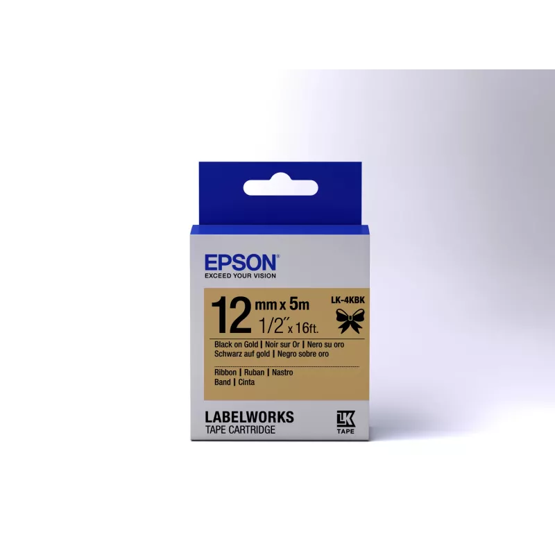 Epson Label Cartridge Satin Ribbon LK-4KBK Juoda/Gold 12mm (5m)