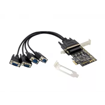 Konceptronic 4 prievadų DB9 RS232 nuoseklioji PCIe kortelė, PCIe, RS-232, PCIe 2.0, RS-232, juoda, Kinija