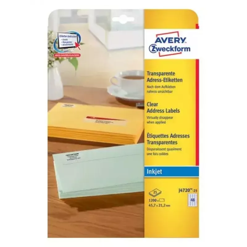 Lipnūs etikečių lapeliai Avery J4720-25 Užapvalintas stačiakampis