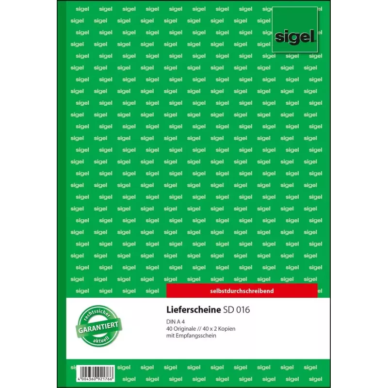 Rašomasis bloknotas Sigel SD016 A4 40 lapų Žalias Baltas