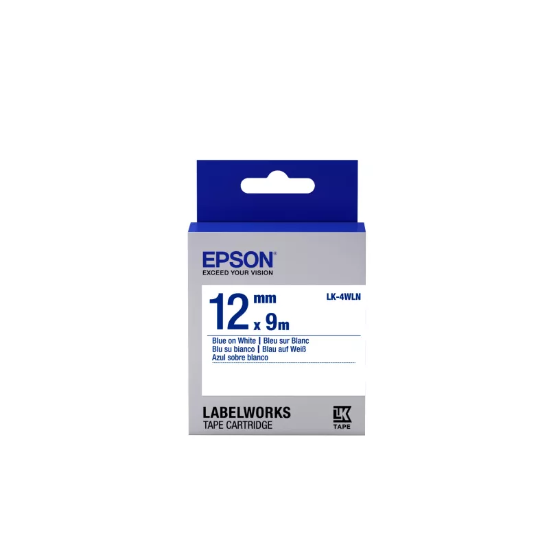 Epson etikečių kasetė, standartinė LK-4WLN, mėlyna/baltas, 12 mm (9 m)