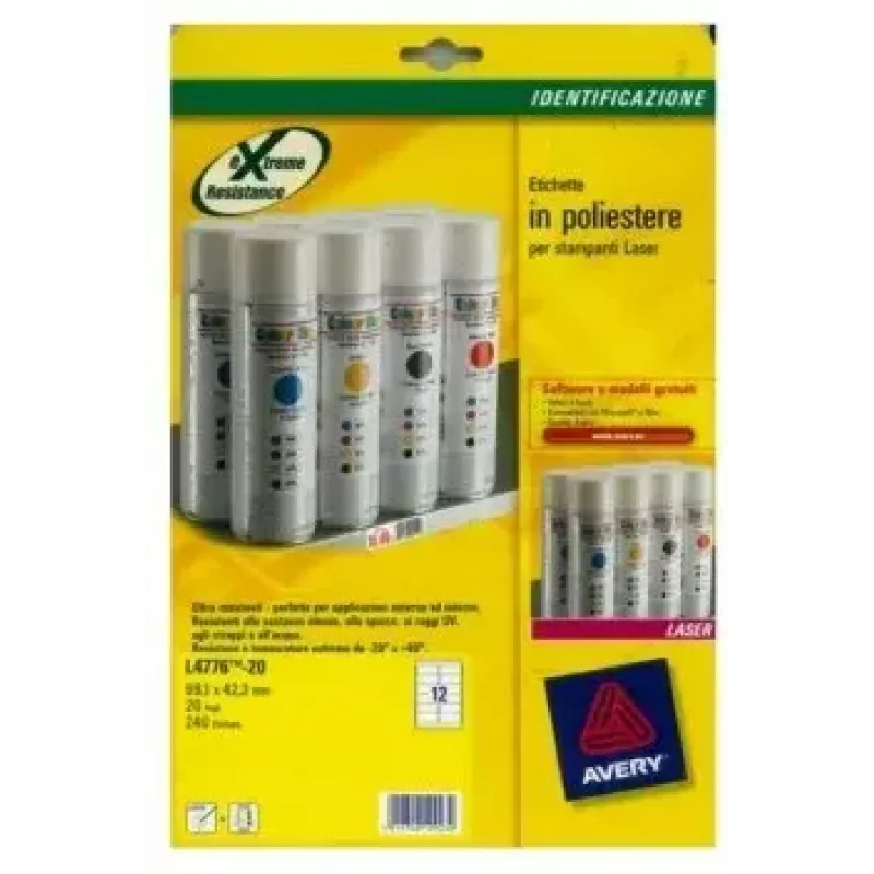 Spausdintuvo etiketė Avery L4776-20 Balta