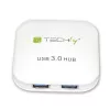 Techly USB 3.0 Super Speed Hub 4 prievadai, baltas, IUSB3-HUB4-WH, USB 3.2 Gen 1 (3.1 Gen 1) Type-A, 5000 Mbit/s, baltas, 0,8 m, CE, RoHS, USB 2.0 USB 1.1