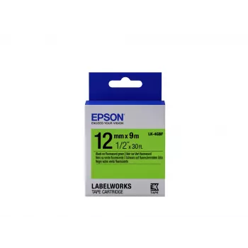 Epson liuminescencinė etikečių kasetė LK-4GBF, juoda ant žalios, 12 mm (9 m)