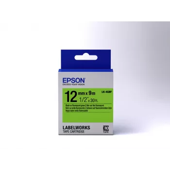 Epson liuminescencinė etikečių kasetė LK-4GBF, juoda ant žalios, 12 mm (9 m)