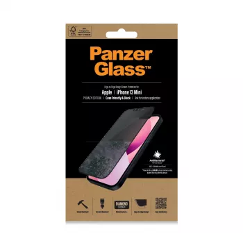 “PanzerGlass” privatumo ekrano apsauga “Apple iPhone 13 Mini”, dengianti visą priekį, atspari įbrėžimams ir smūgiams