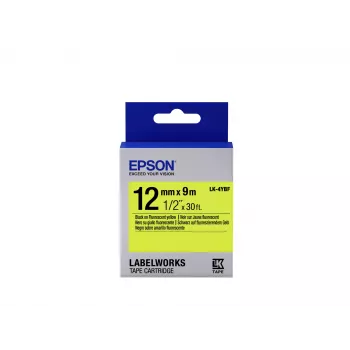 „Epson“ etikečių kasetė fluorescencinė LK-4YBF juoda/geltona 12 mm (9 m)