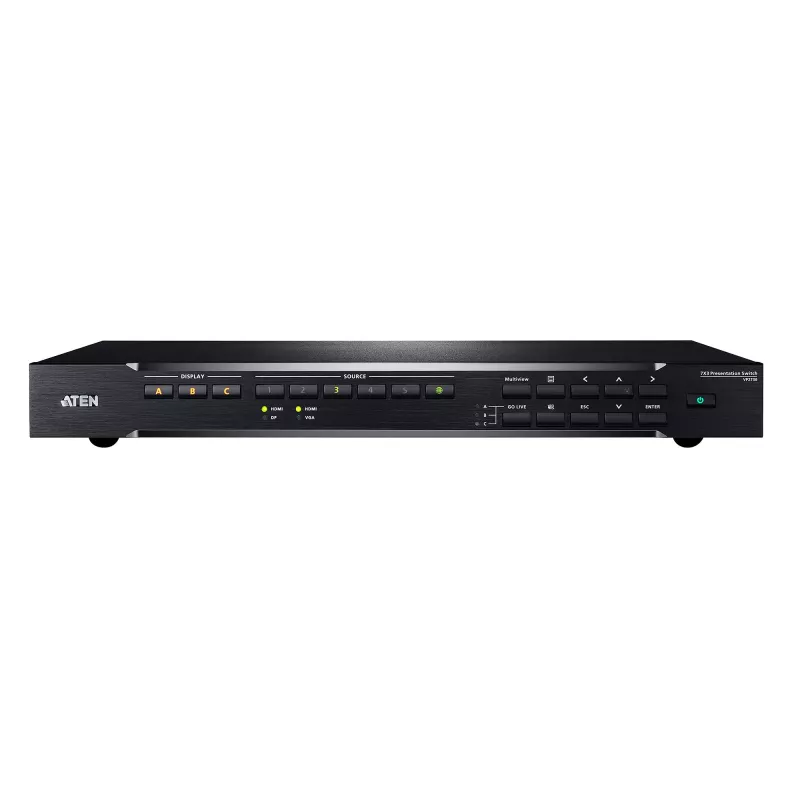 ATEN 7 x 3 pateikčių perjungiklis, HDMI, metalinis, juodas, 60 Hz, 1080p, 1920 x 1200 pikselių