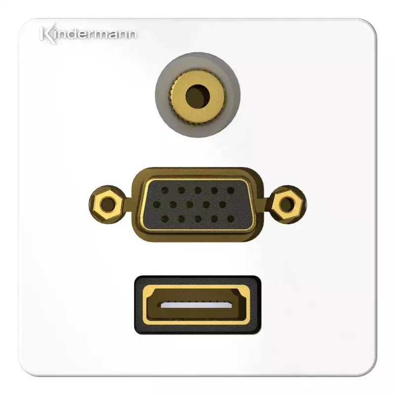 Kištukinis lizdas HDMI VGA 3.5mm Kindermann 7456000586