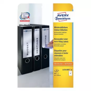 Avery L4761REV-20 lipnios etiketės Nuimamas Apvalus stačiakampis Baltas 80 vnt.