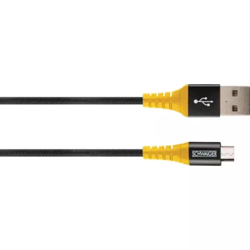 USB laidas Schwaiger WKUM10 511 1,2m USB A Micro-USB B juoda geltona
