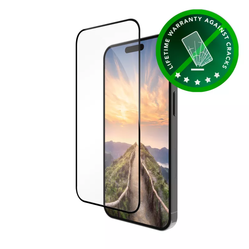 Ekrano apsauga dbramante1928 BULK ECO-SHIELD, skirta iPhone 16, juodas kraštas