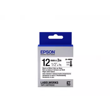 Epson etikečių kasetė, atspari karščiui, LK-4WBH, juoda/baltas, 12 mm (2 m)