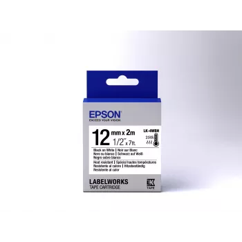 Epson etikečių kasetė, atspari karščiui, LK-4WBH, juoda/baltas, 12 mm (2 m)
