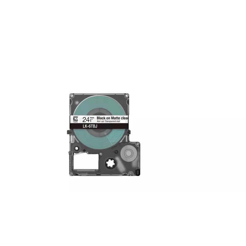 Etikečių juosta Epson LK-6TBJ juoda permatoma terminio pernešimo 2,4 cm