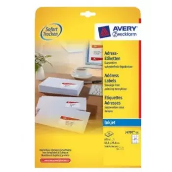 Spausdintuvo etiketės Avery J4792-25 Baltos
