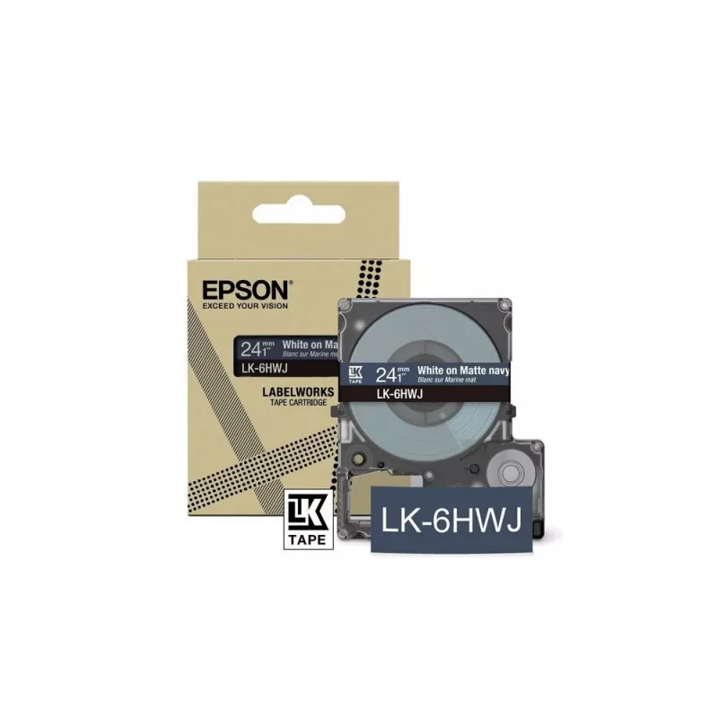 Lipdukų juostelė Epson LK-6HWJ tamsiai mėlyna balta terminio perkėlimo 2,4 cm