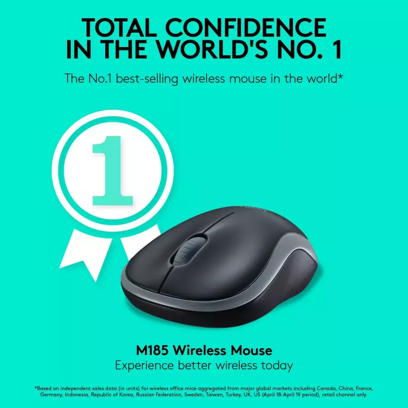 „Logitech M185 Swift“ belaidė pelė, pilka