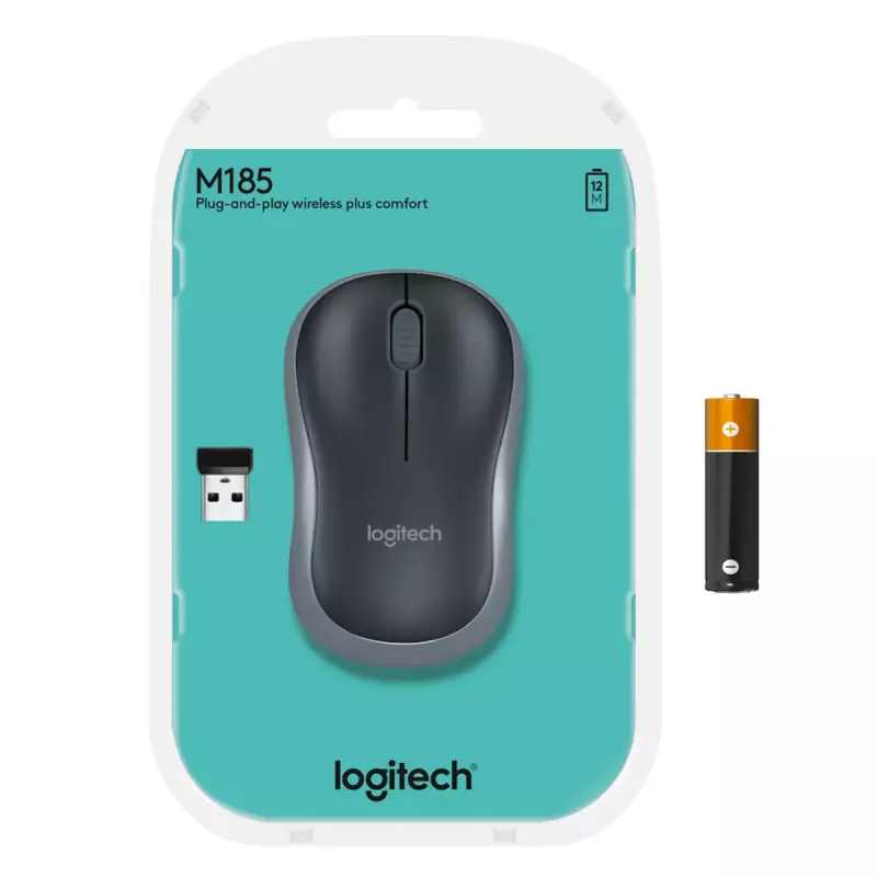 „Logitech M185 Swift“ belaidė pelė, pilka