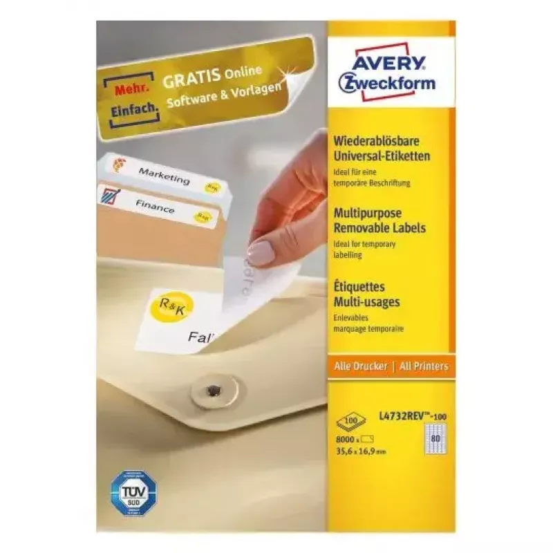 Lipnios spausdintuvo etiketės Avery L4732REV-100