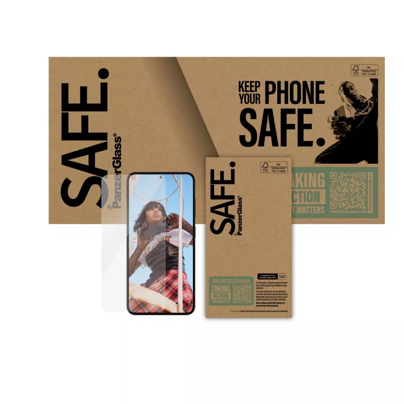 PanzerGlass SAFE. by ® Ekrano apsauga Samsung Galaxy S25 | S24 | Itin platus pritaikymas