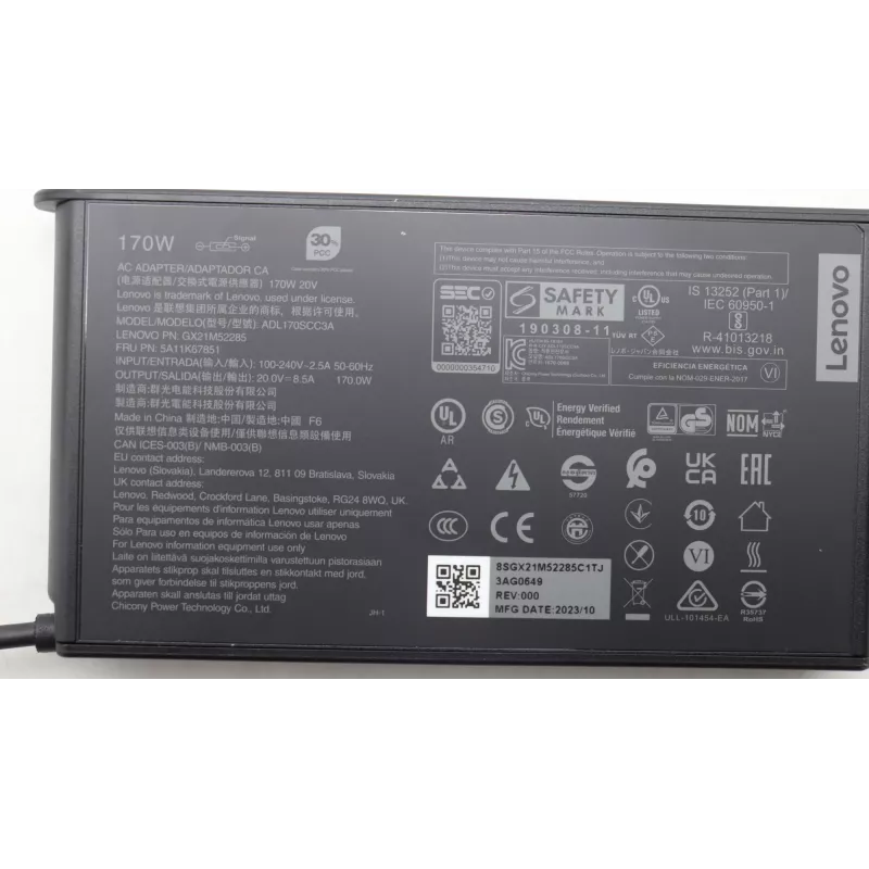 Lenovo 5A11K67851 maitinimo adapteris / inverteris Vidaus 170 W Juoda