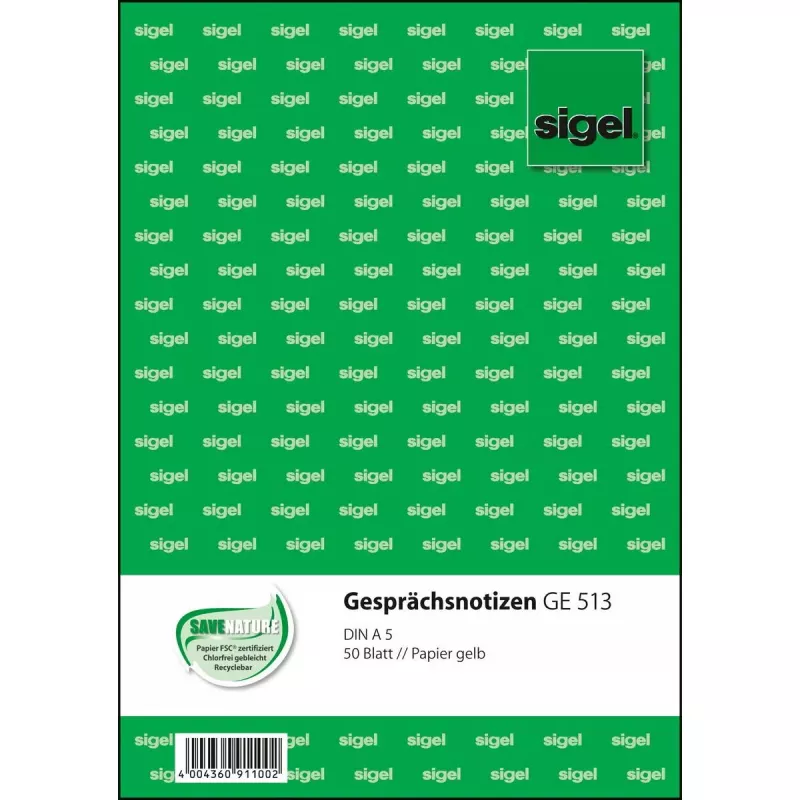 Verslo forma Sigel GE513 A5 žalia 50 lapų