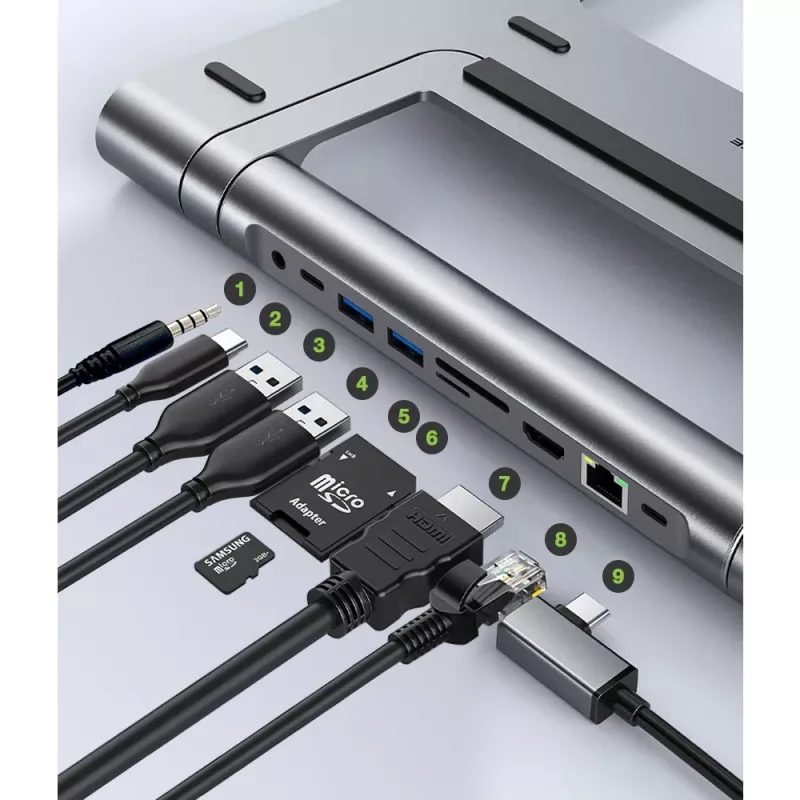 Techly ICA-NTB-DOCK91 Laidinis USB 3.2 Gen 1 (3.1 Gen 1) Type-C Sidabrinis