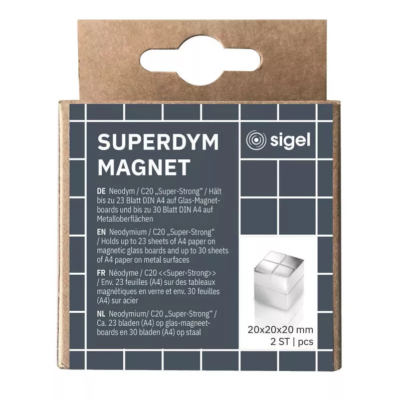 Amatų magneto kubas Sigel BA706 neodimio sidabro 20 mm