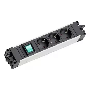 Maitinimo lizdas Bachmann STEP ALU 3 lizdų su jungikliu, aliuminio korpusas, 3x kintamosios srovės lizdai, 230 V, 16 A, IP20