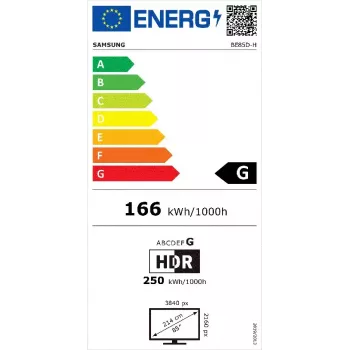 Samsung BE85D-H skaitmeninė reklaminė plokščia panelė 2,16 m (85 col.) LED Wi-Fi 4K Ultra HD juoda Tizen 16/7
