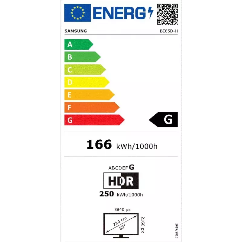 Samsung BE85D-H skaitmeninė reklaminė plokščia panelė 2,16 m (85 col.) LED Wi-Fi 4K Ultra HD juoda Tizen 16/7