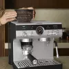Espreso aparatas KRUPS XP801T pusiau automatinis su įmontuotu malūnėliu, 3 L vandens bakelis, 2 puodelių išpylimas, juoda / nerūdijantis plienas