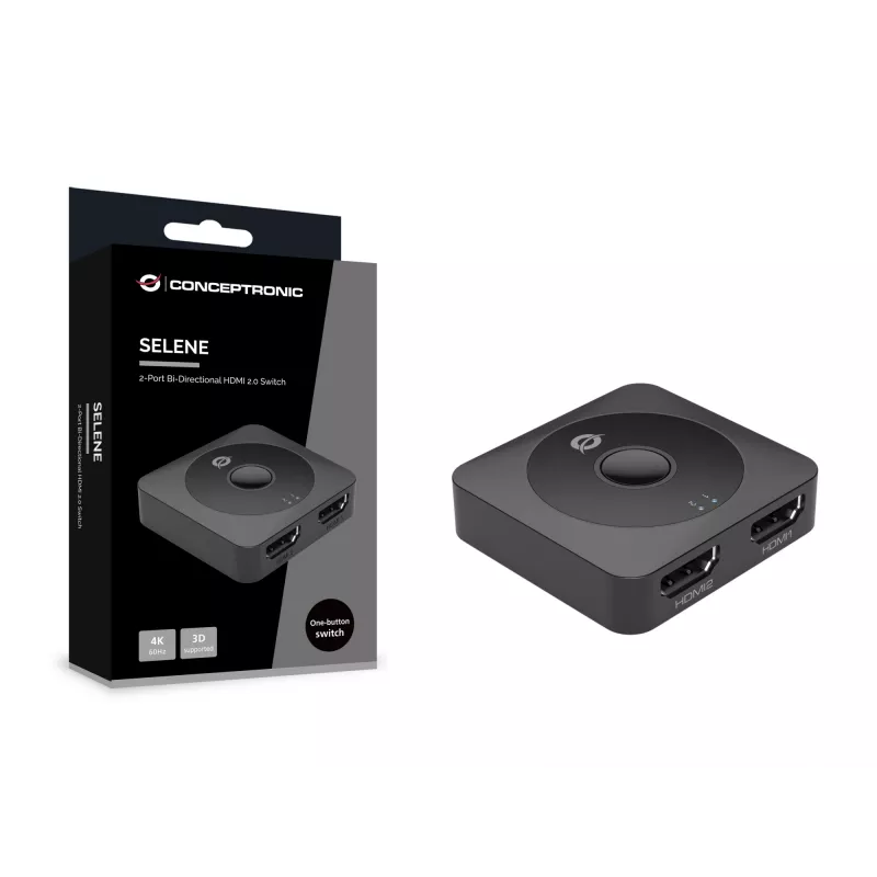 Conceptronic SELENE01B 2 prievadų dvipusis HDMI 2.0 jungiklis, 4K 60 Hz