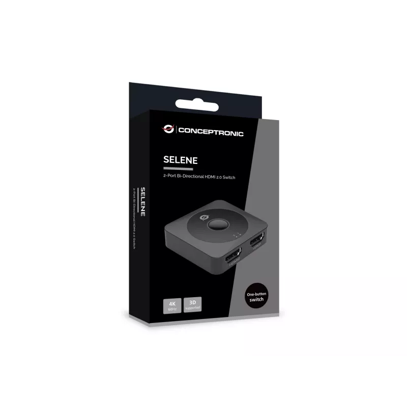 Conceptronic SELENE01B 2 prievadų dvipusis HDMI 2.0 jungiklis, 4K 60 Hz
