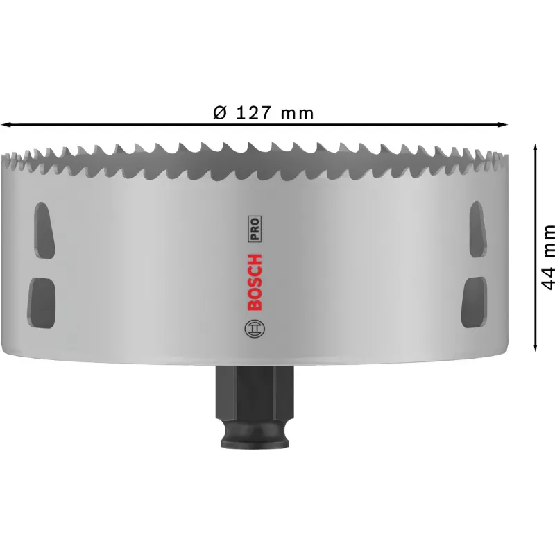 Bosch PRO Multi Material PC Plus, 44/127 mm, vienas, grąžtui, gipso kartono, metalo, spalvotųjų metalų, plastiko, minkštos medienos, juodas, pilkas, kobalto plieno, kobalto lydinio greitapjovio plieno (HSS-Co)