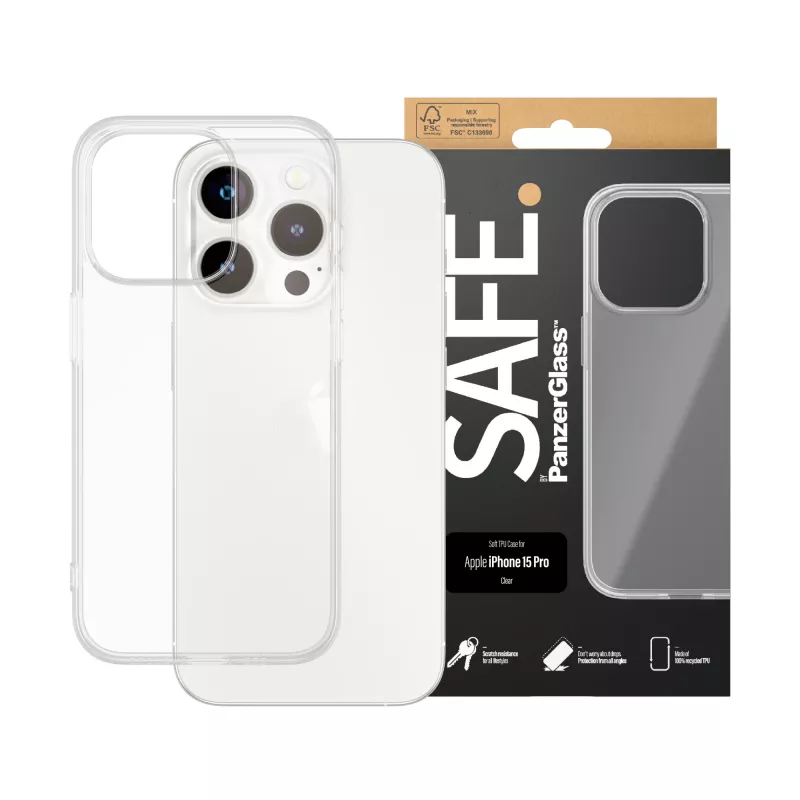 PanzerGlass SAFE. by ® TPU dėklas permatomas iPhone 15 Pro