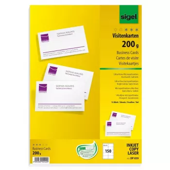 Vizitinės kortelės Sigel DP839 Lazerinė/Rašalinė Balta