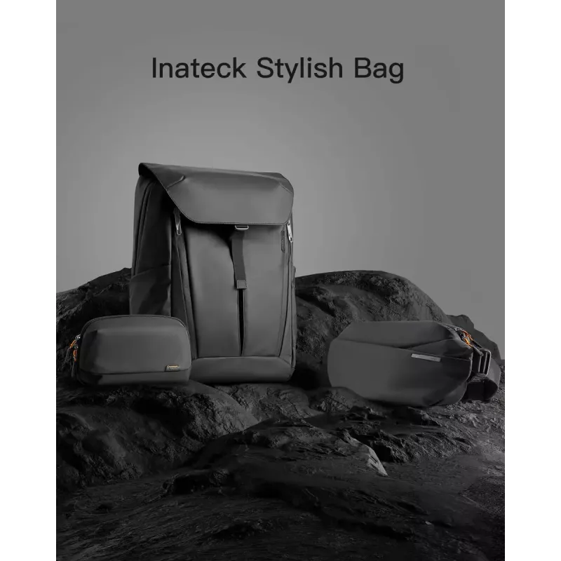 Pečių krepšys Inateck LB03014 — unisex poliesteris 900D, užtrauktukas, 4 L, juodas