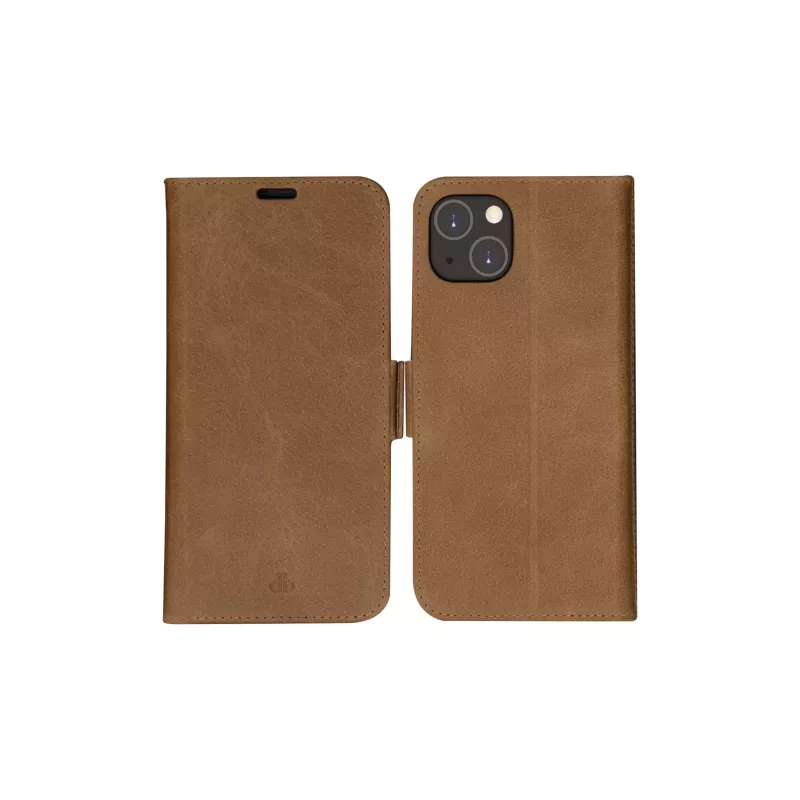 Piniginės tipo dėklas dbramante1928 iPhone 14 Plus Tan 3 kortelių kišenės