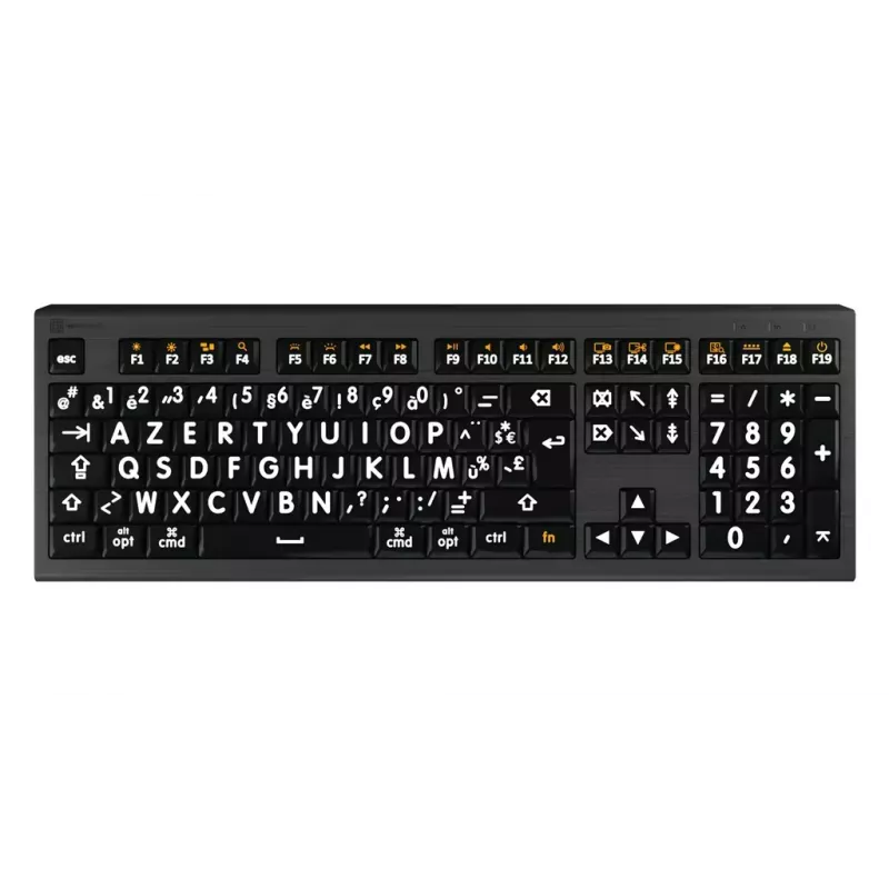 „Logickeyboard“ USB AZERTY prancūziška klaviatūra LKB-LPWB-A2M-FR, laidinė, žirkliniai jungikliai