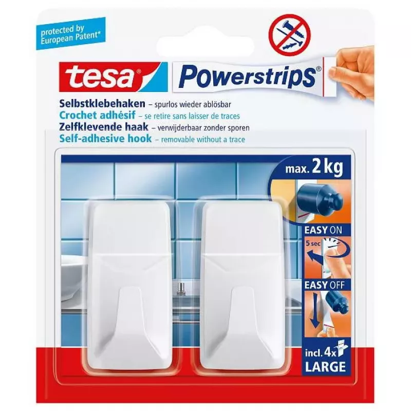 Rankšluosčių kablys TESA Powerstrips Indoor 58272-00000-00 Baltas