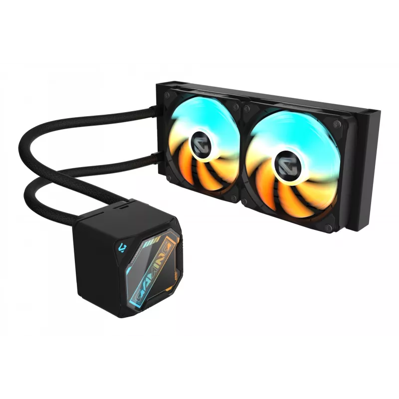 Skystas procesoriaus aušintuvas GIGABYTE GAMING 240 — 2x120mm ARGB, LGA1851/AM5 lizdas