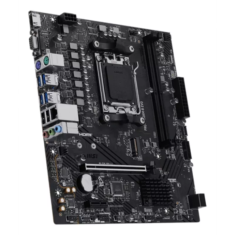Pagrindinė plokštė MSI PRO A620AM-B EVO ATX — AMD A620A, lizdas AM5, DDR5 2× DIMM iki 128 GB, 5 Gb Ethernet, M.2 & SATA III, HDMI 2.1