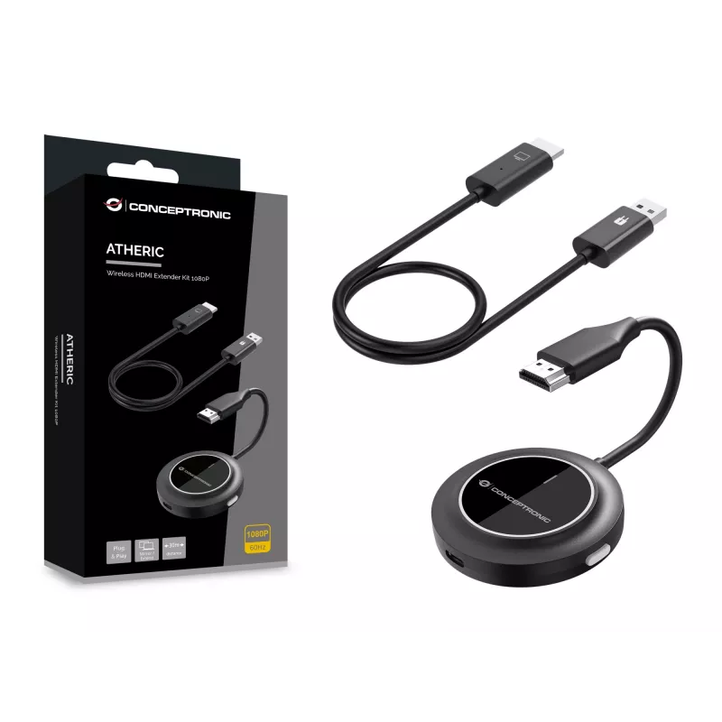 Belaidis HDMI plėtiklio rinkinys CONCEPTRONIC ATHERIC02B — USB raktas, HDMI/USB, 1080p (1920x1080), maitinamas per USB