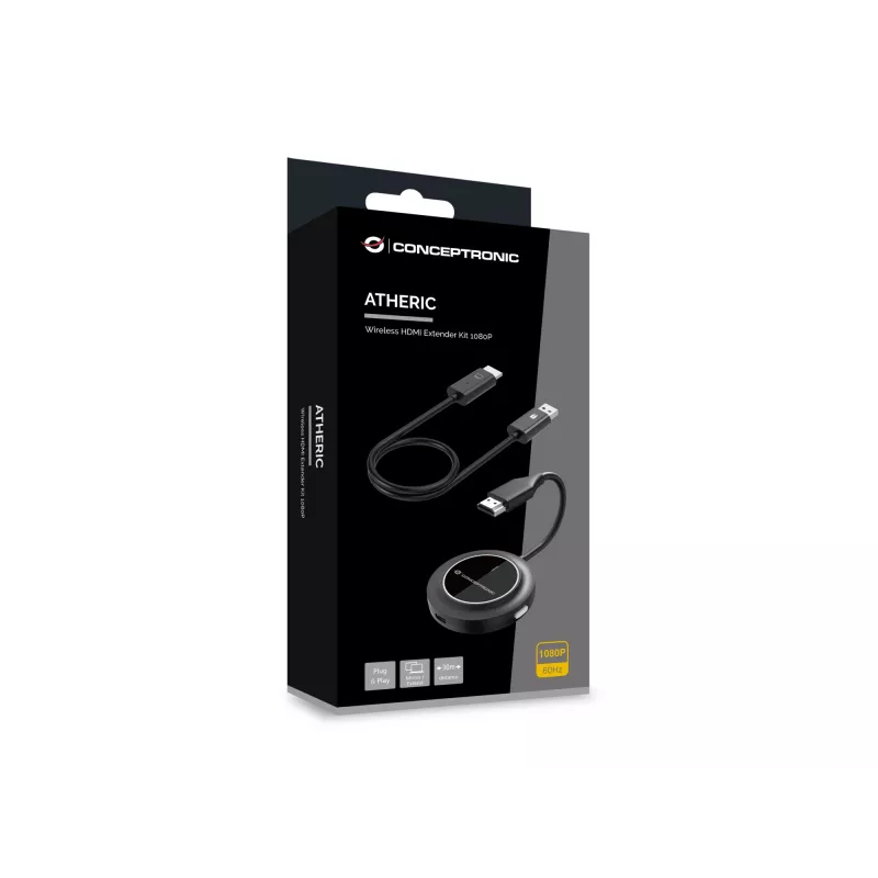 Belaidis HDMI plėtiklio rinkinys CONCEPTRONIC ATHERIC02B — USB raktas, HDMI/USB, 1080p (1920x1080), maitinamas per USB