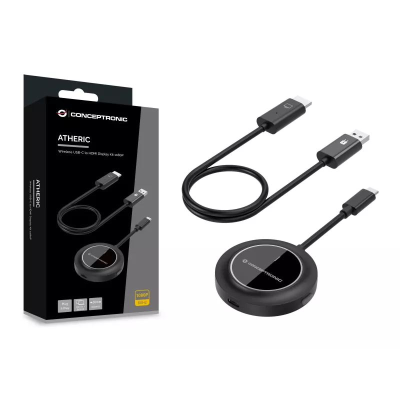 Conceptronic ATHERIC01B belaidis USB-C į HDMI ekrano rinkinys 1080P