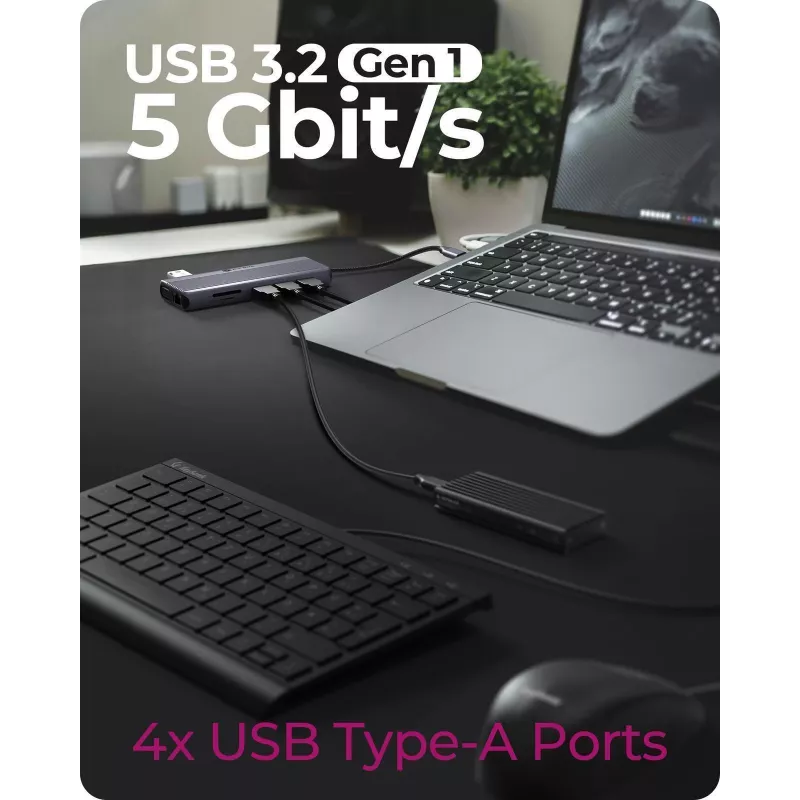 ICY BOX IB-DK4062-CPD laidinis USB 3.2 Gen 1 (3.1 Gen 1) Type-C antracito spalvos