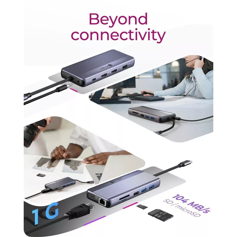 ICY BOX IB-DK4062-CPD laidinis USB 3.2 Gen 1 (3.1 Gen 1) Type-C antracito spalvos